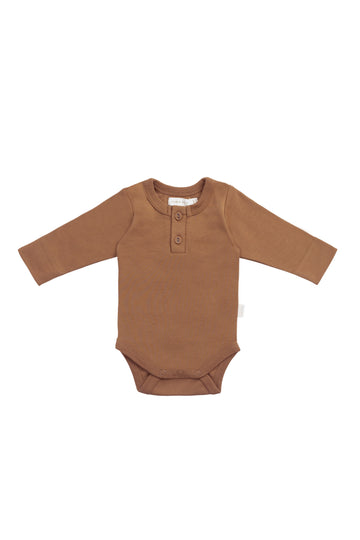 Organic Cotton Long Sleeve Bodysuit - Cinnamon Childrens Bodysuit from Jamie Kay NZ