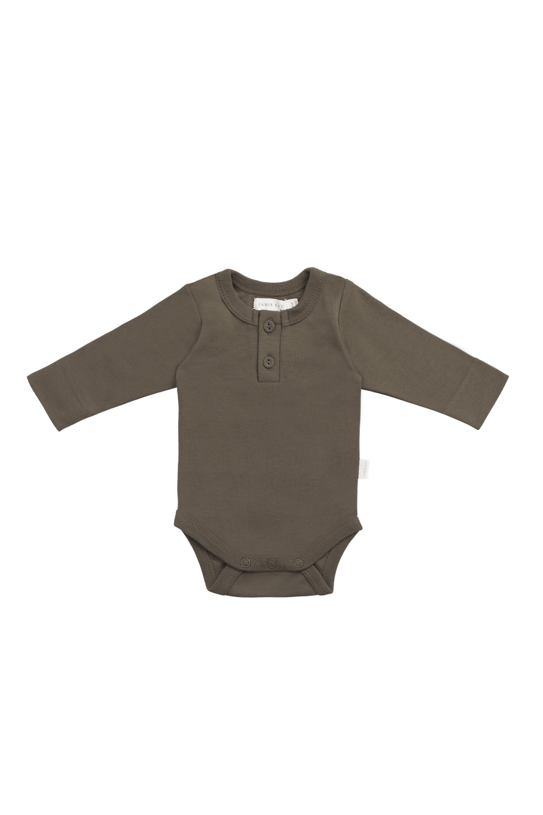 Organic Cotton Long Sleeve Bodysuit - Deep Olive Childrens Bodysuit from Jamie Kay NZ