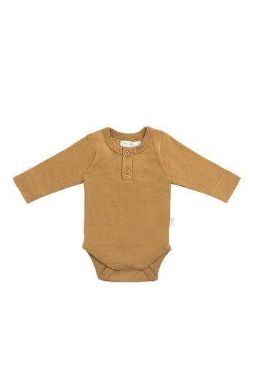 Organic Cotton Long Sleeve Bodysuit - Golden Childrens Bodysuit from Jamie Kay NZ