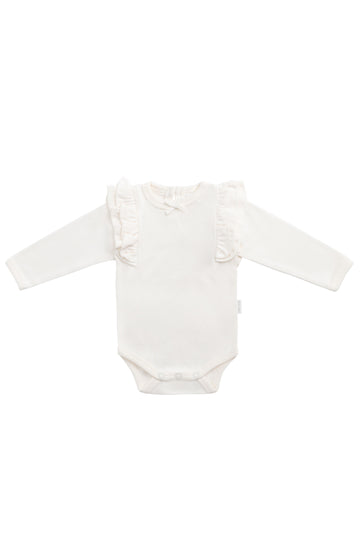 Organic Cotton Maddie Long Sleeve Bodysuit - Milk Childrens Bodysuit from Jamie Kay NZ