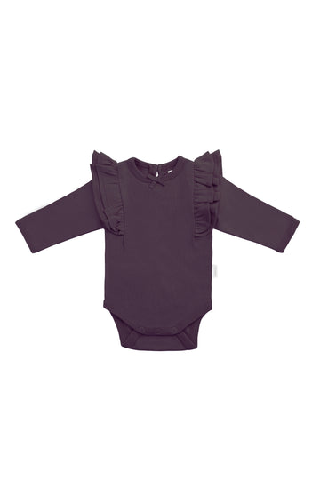 Organic Cotton Maddie Long Sleeve Bodysuit - Sugar Plum Childrens Bodysuit from Jamie Kay NZ