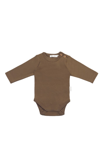 Organic Cotton Marlo Long Sleeve Bodysuit - Autumn Bronze Childrens Bodysuit from Jamie Kay NZ