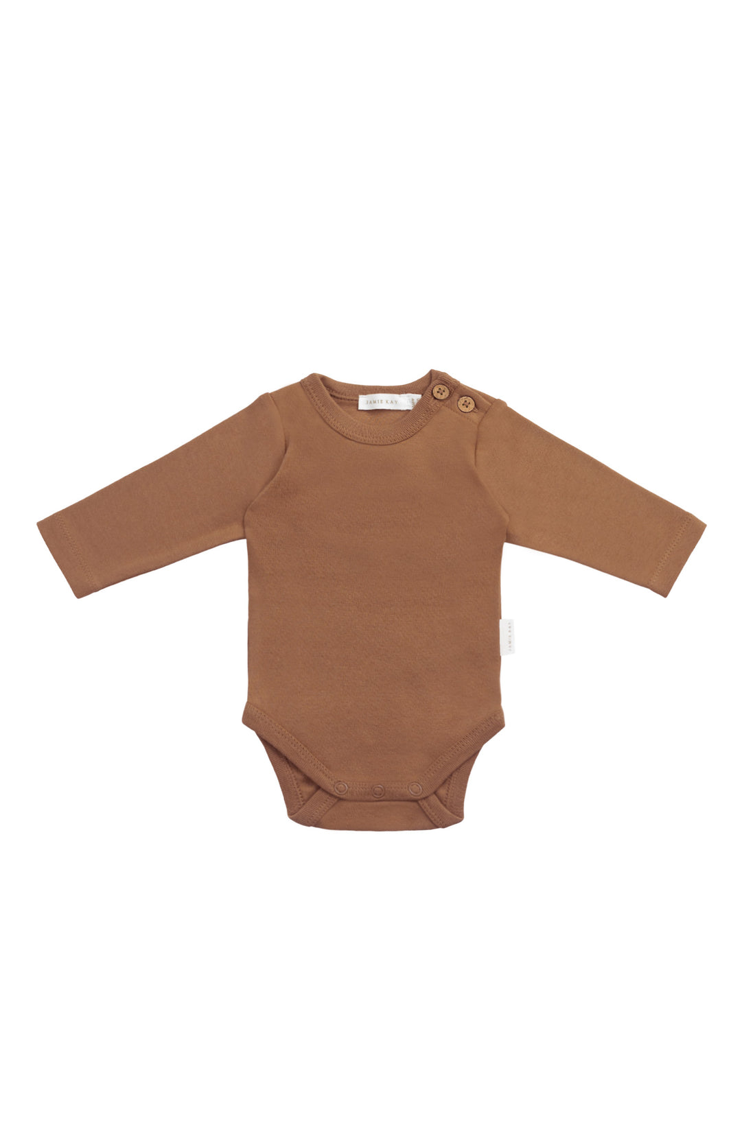 Organic Cotton Marlo Long Sleeve Bodysuit - Cinnamon Childrens Bodysuit from Jamie Kay NZ