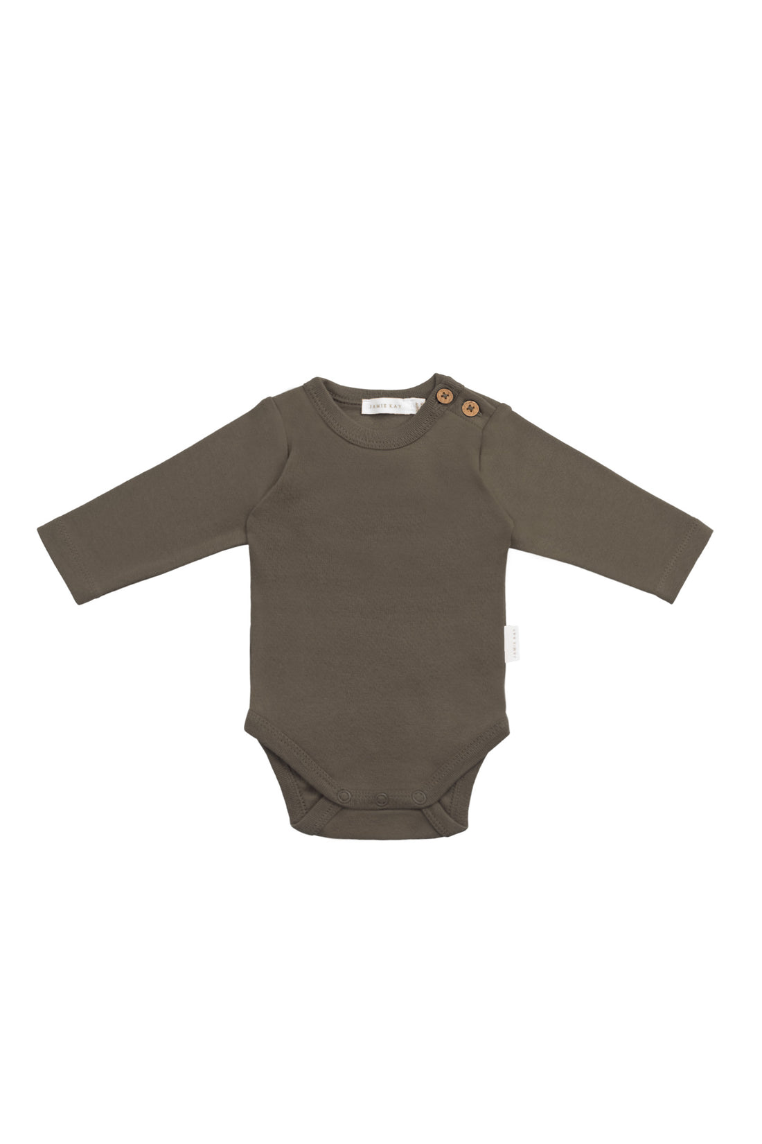 Organic Cotton Marlo Long Sleeve Bodysuit - Deep Olive Childrens Bodysuit from Jamie Kay NZ