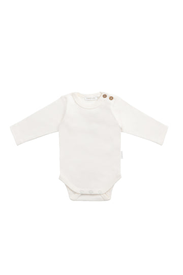 Organic Cotton Marlo Long Sleeve Bodysuit - Milk Childrens Bodysuit from Jamie Kay NZ