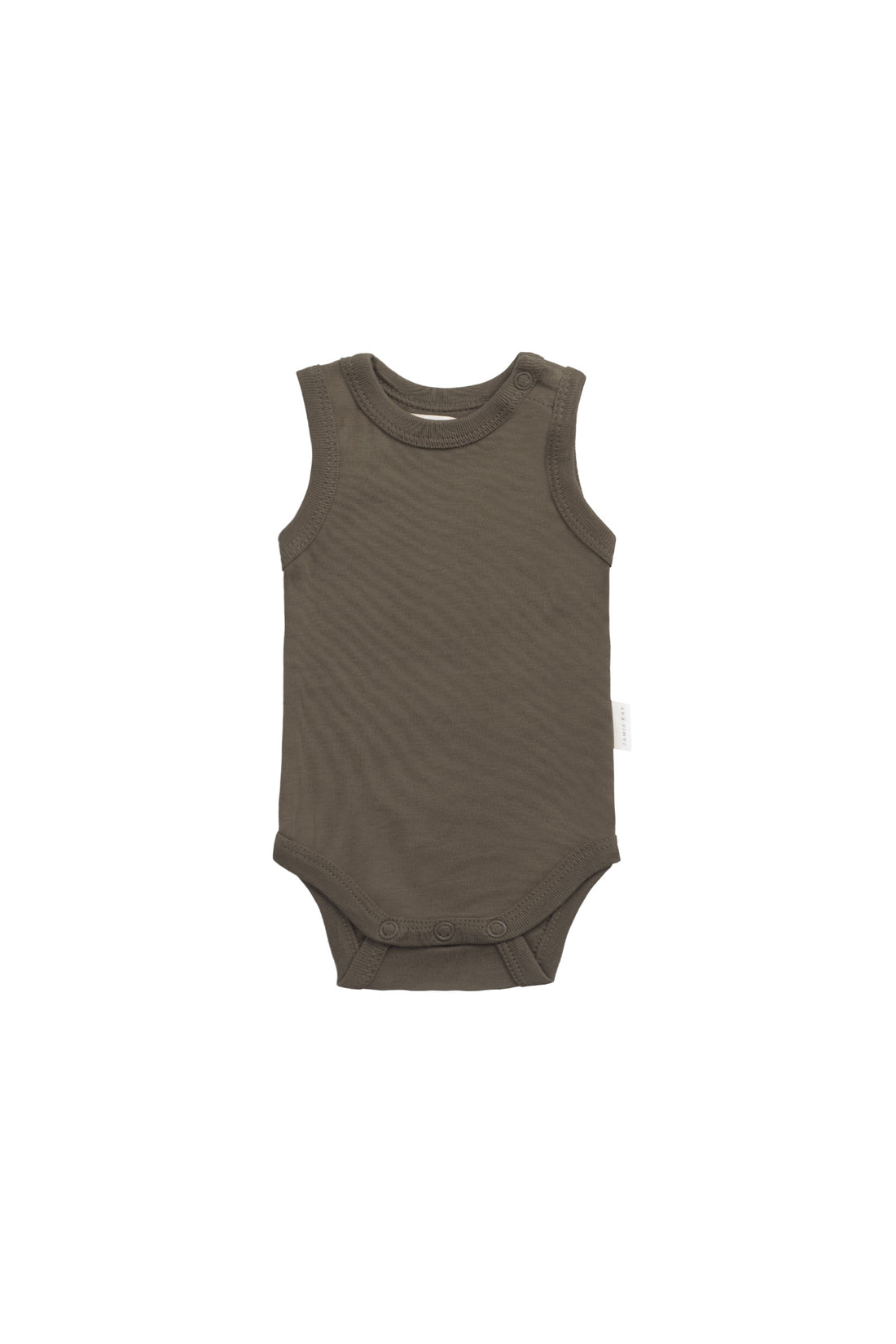 Organic Cotton Marlo Sleeveless Bodysuit - Deep Olive Childrens Bodysuit from Jamie Kay NZ