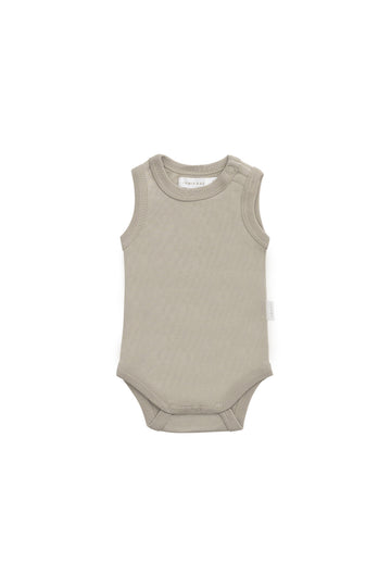 Organic Cotton Marlo Sleeveless Bodysuit - Sage Childrens Bodysuit from Jamie Kay NZ