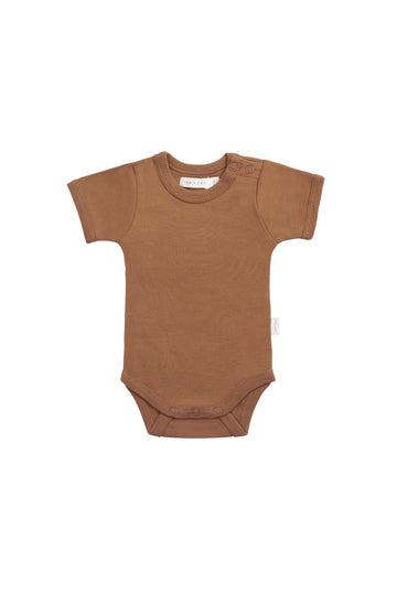 Organic Cotton Olsen Tee Bodysuit - Cinnamon Childrens Bodysuit from Jamie Kay NZ