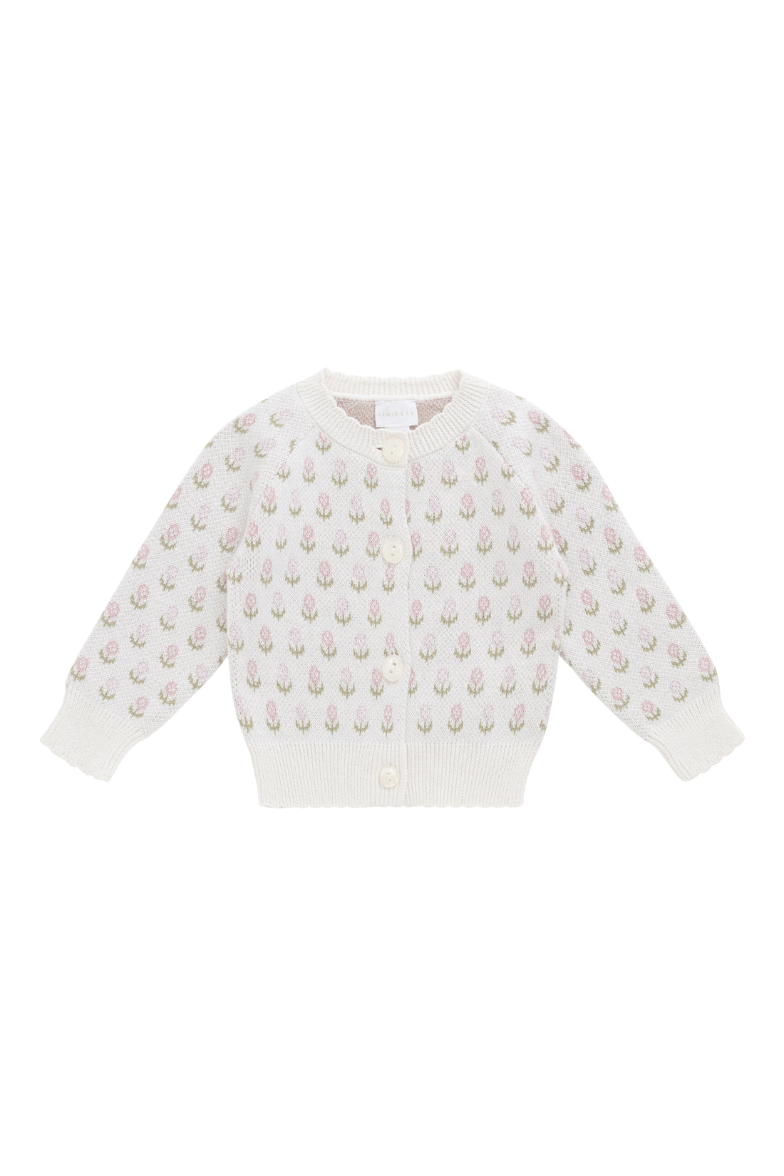 Olivia Cardigan - Olivia Jacquard Slightly Pink Childrens Cardigan from Jamie Kay NZ
