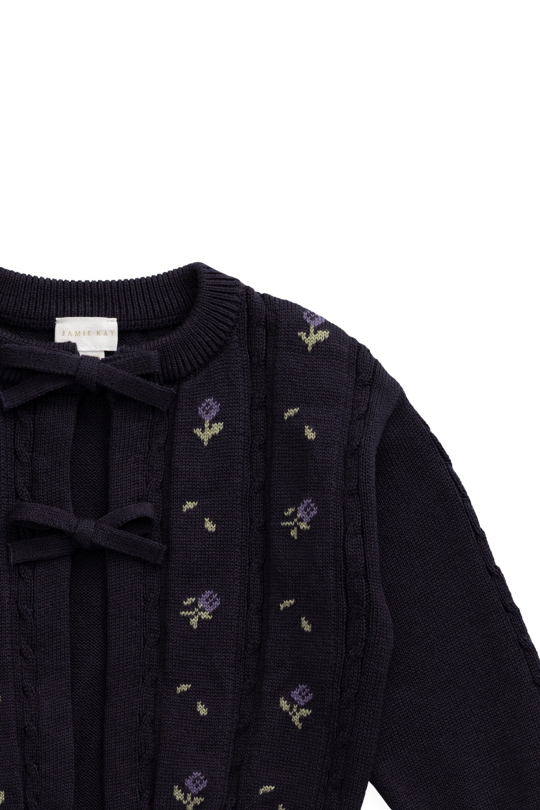 Annabella Knitted Cardigan - Annabella Jacquard Deep Well Childrens Cardigan from Jamie Kay NZ