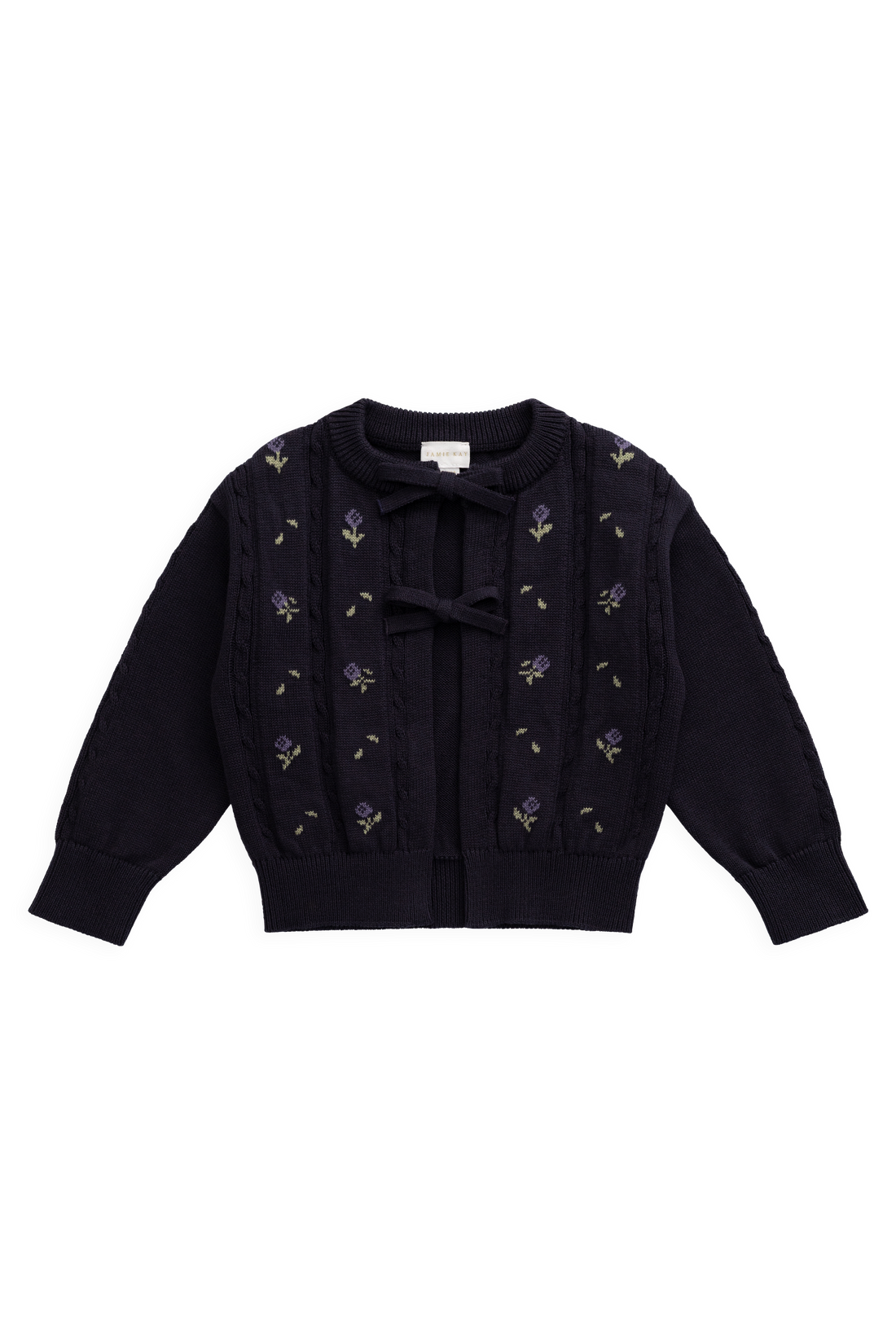 Annabella Knitted Cardigan - Annabella Jacquard Deep Well Childrens Cardigan from Jamie Kay NZ