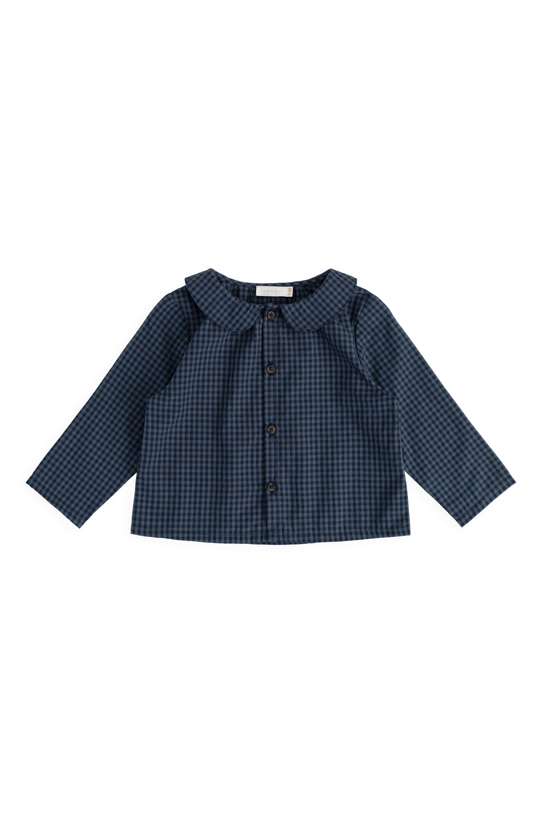 Organic Cotton Gabriel Top - Tiny Gingham Maritime Childrens Top from Jamie Kay NZ