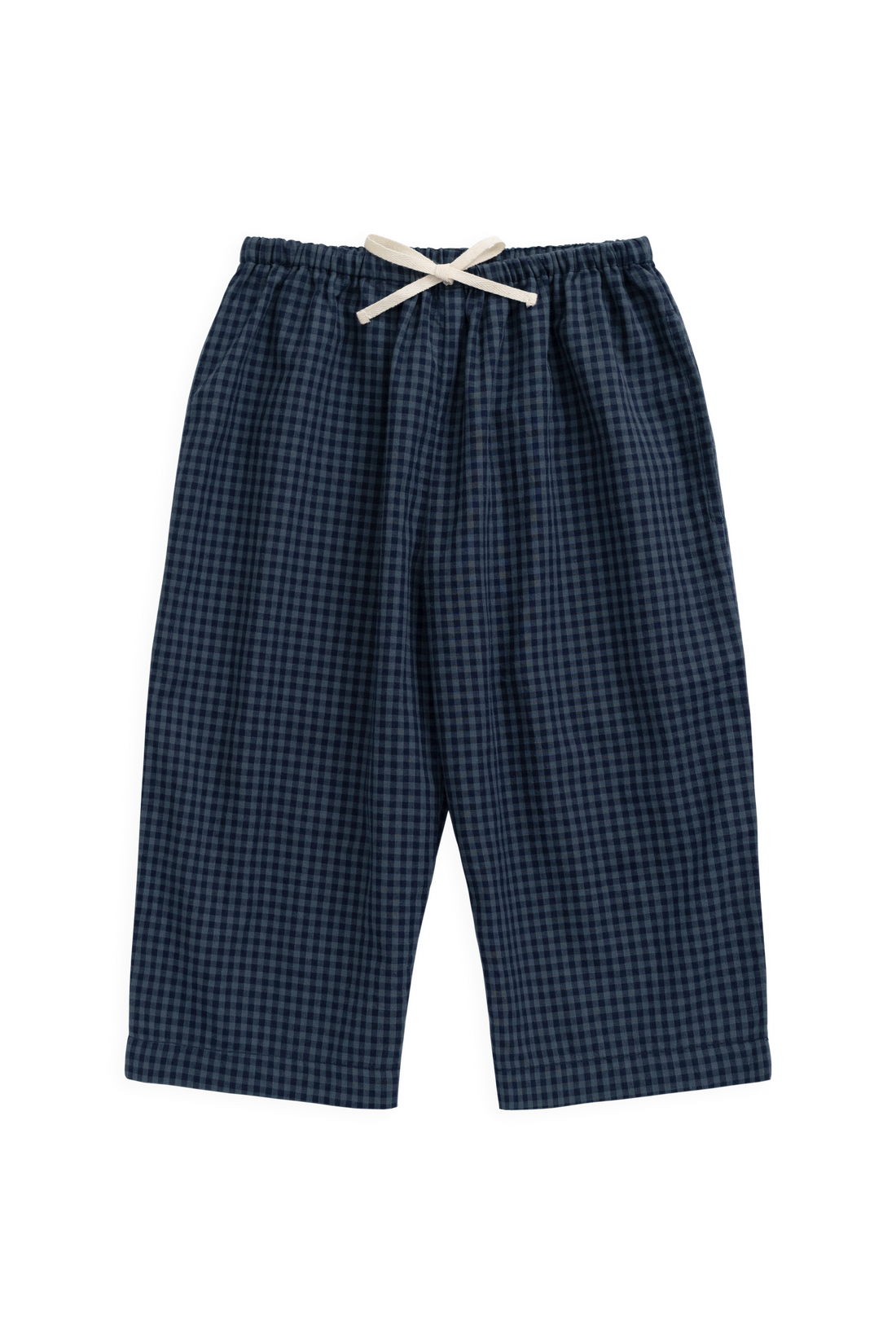 Organic Cotton Kenji Pant - Tiny Gingham Maritime Childrens Pant from Jamie Kay NZ