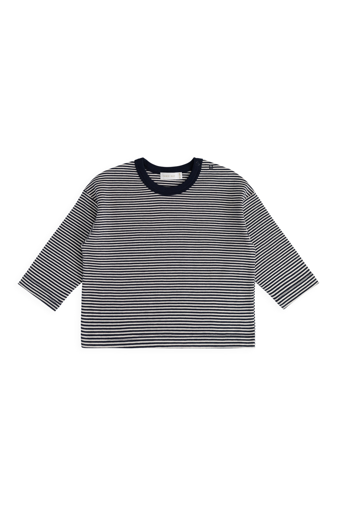 Pima Cotton Edward Long Sleeve Top - Petite Stripe Cloud/Maritime Childrens Top from Jamie Kay NZ