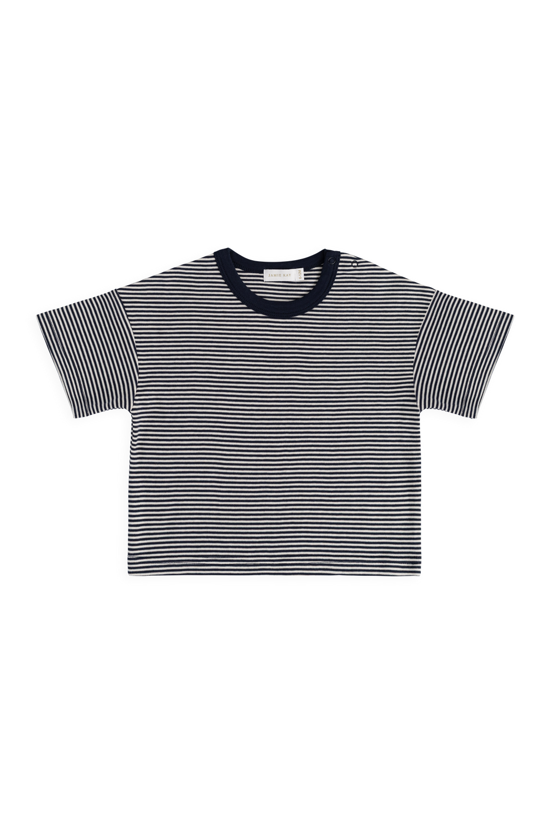 Pima Cotton Edward Tee - Petite Stripe Cloud/Maritime Childrens Top from Jamie Kay NZ