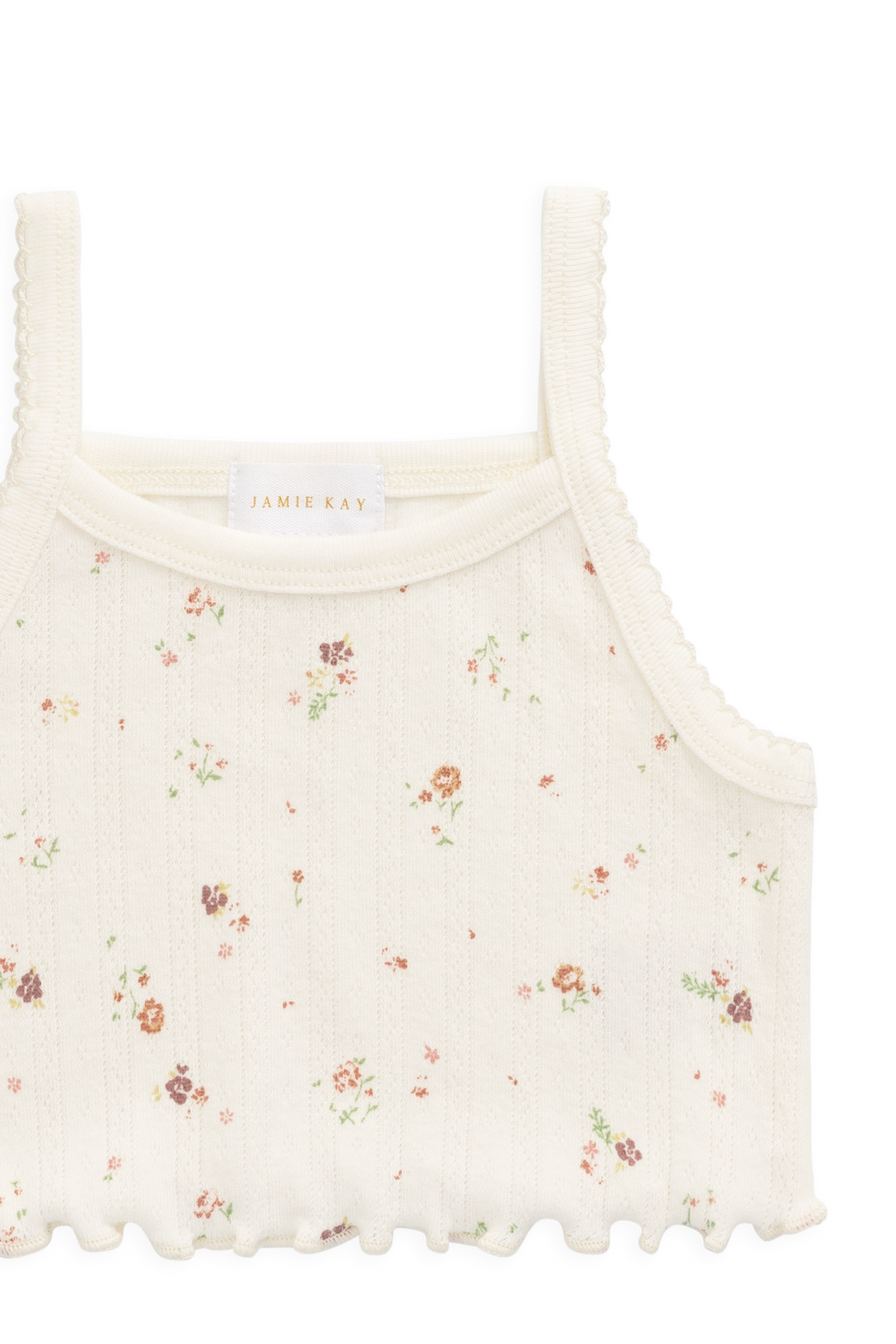 Organic Cotton Pointelle Bebe Singlet - Eloise Egret Childrens Singlet from Jamie Kay NZ