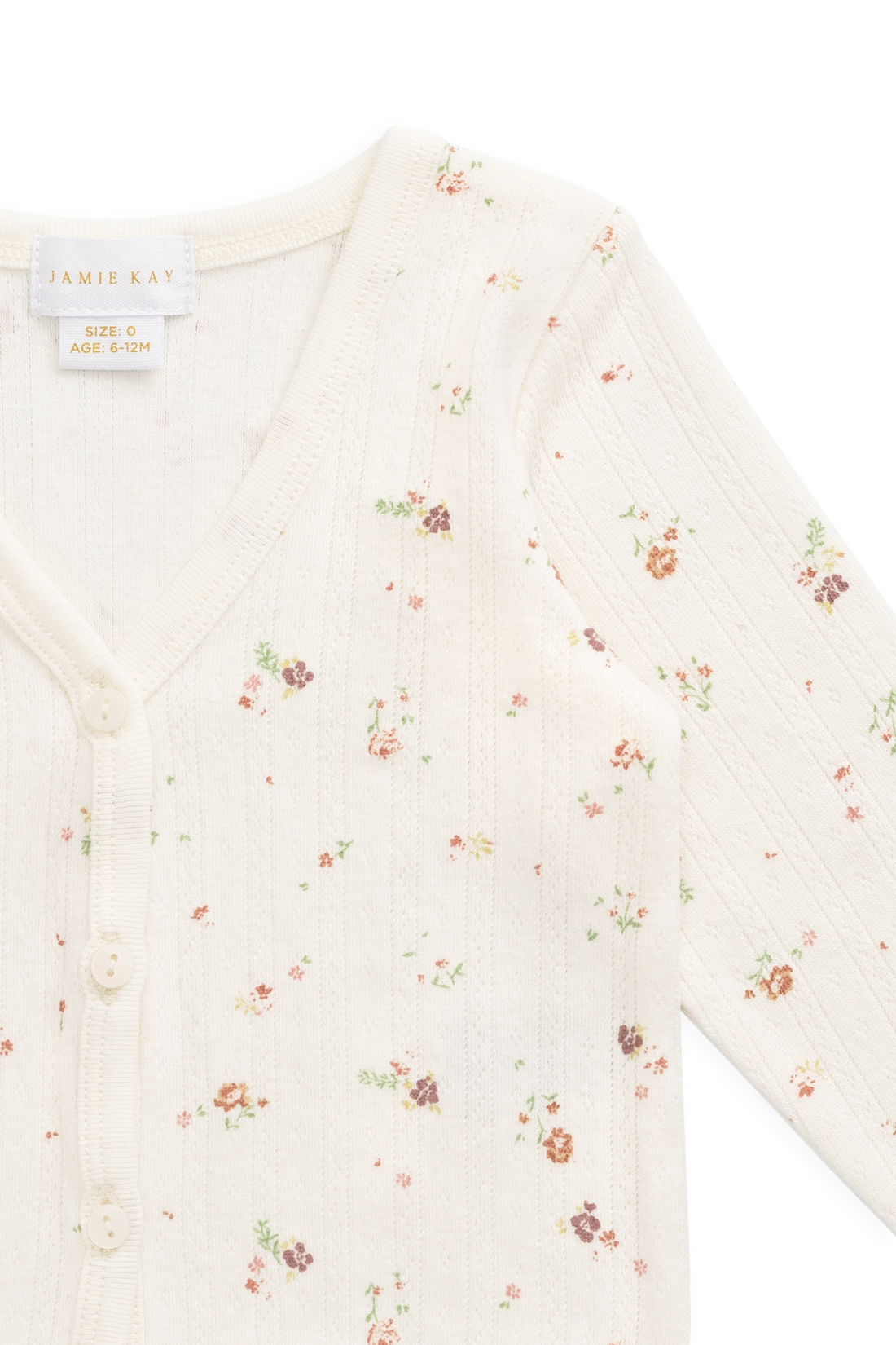 Organic Cotton Pointelle Carine Cardigan - Eloise Egret Childrens Cardigan from Jamie Kay NZ