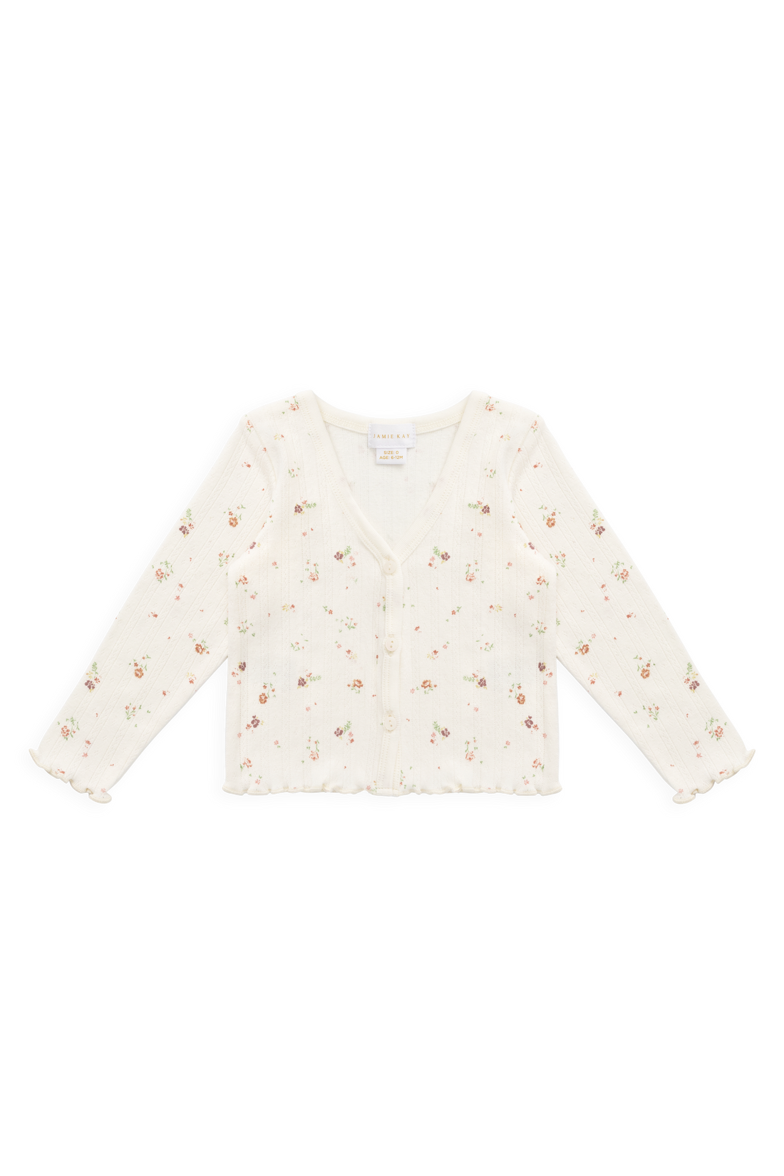 Organic Cotton Pointelle Carine Cardigan - Eloise Egret Childrens Cardigan from Jamie Kay NZ