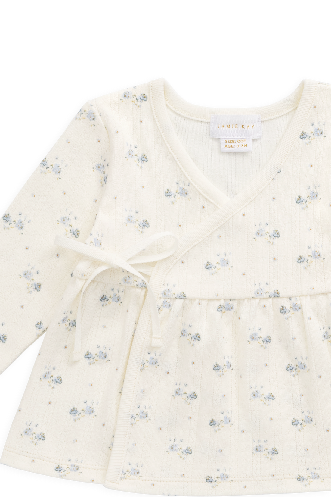 Organic Cotton Pointelle Clemence Wrap Top - Molly Blue Childrens Top from Jamie Kay NZ