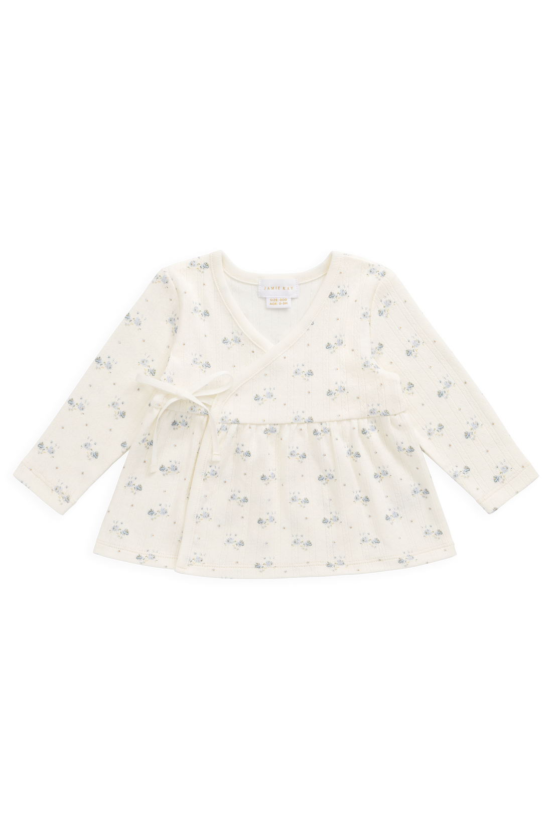 Organic Cotton Pointelle Clemence Wrap Top - Molly Blue Childrens Top from Jamie Kay NZ