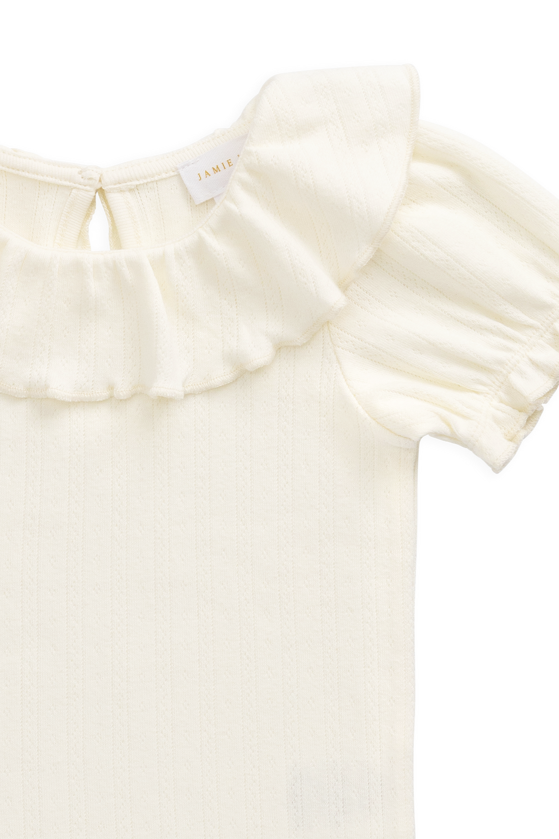 Organic Cotton Pointelle Marlene Top - Parchment Childrens Top from Jamie Kay NZ