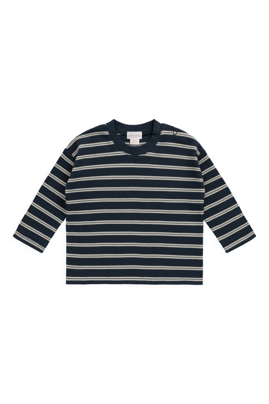 Organic Cotton Waffle Leith Long Sleeve Top - Dreamer Stripe Captain Childrens Top from Jamie Kay NZ