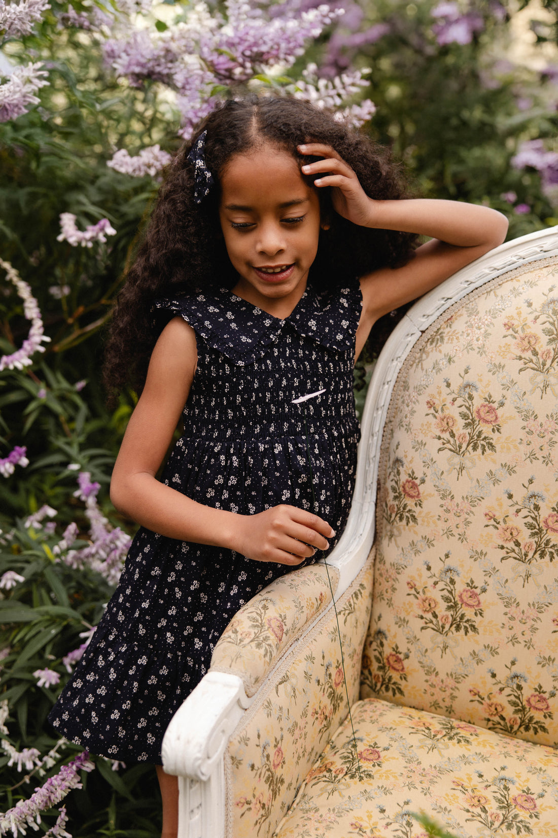 Organic Cotton Christabel Dress - Maisie Navy Childrens Dress from Jamie Kay NZ