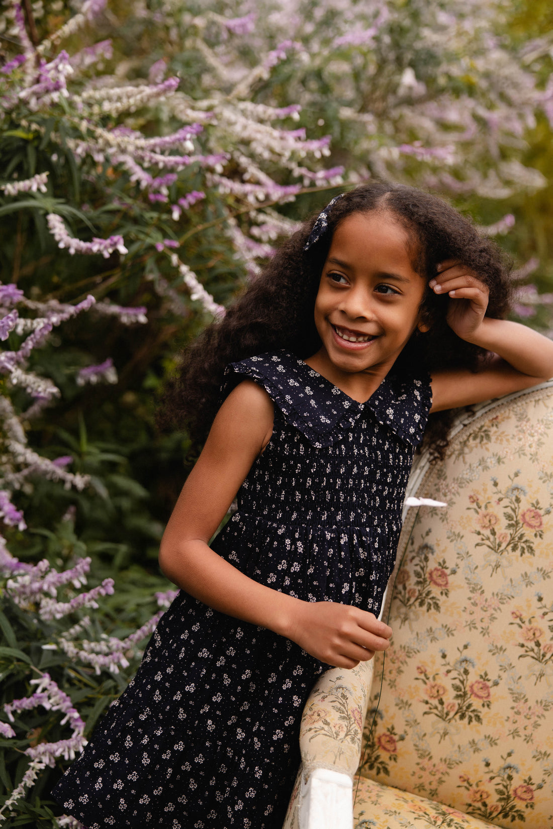Organic Cotton Christabel Dress - Maisie Navy Childrens Dress from Jamie Kay NZ