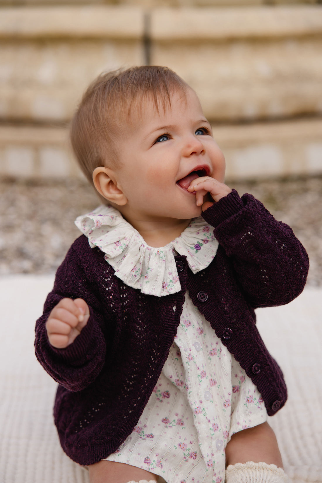 Maxine Knitted Cardigan - Blackcurrant Childrens Cardigan from Jamie Kay NZ