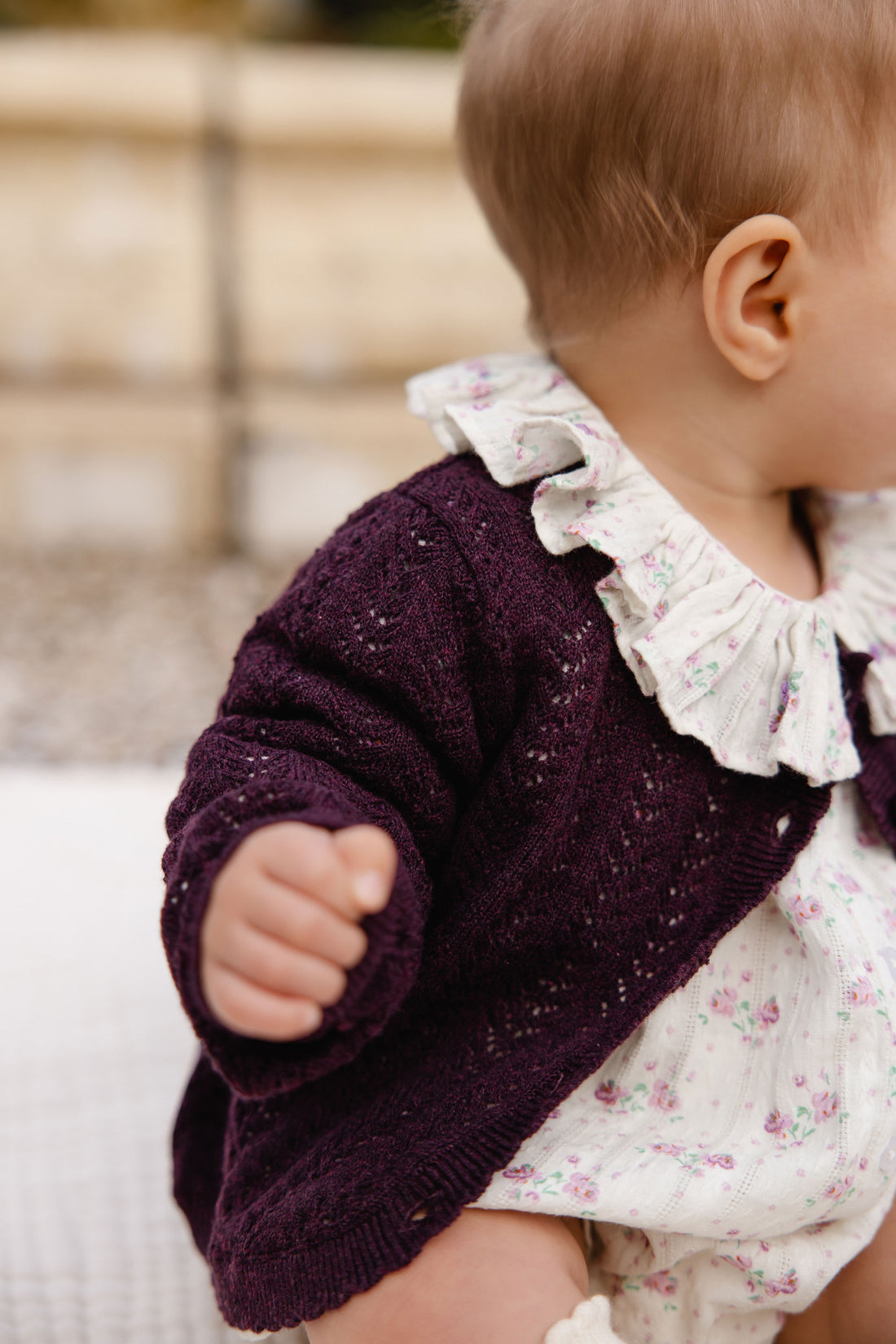 Maxine Knitted Cardigan - Blackcurrant Childrens Cardigan from Jamie Kay NZ