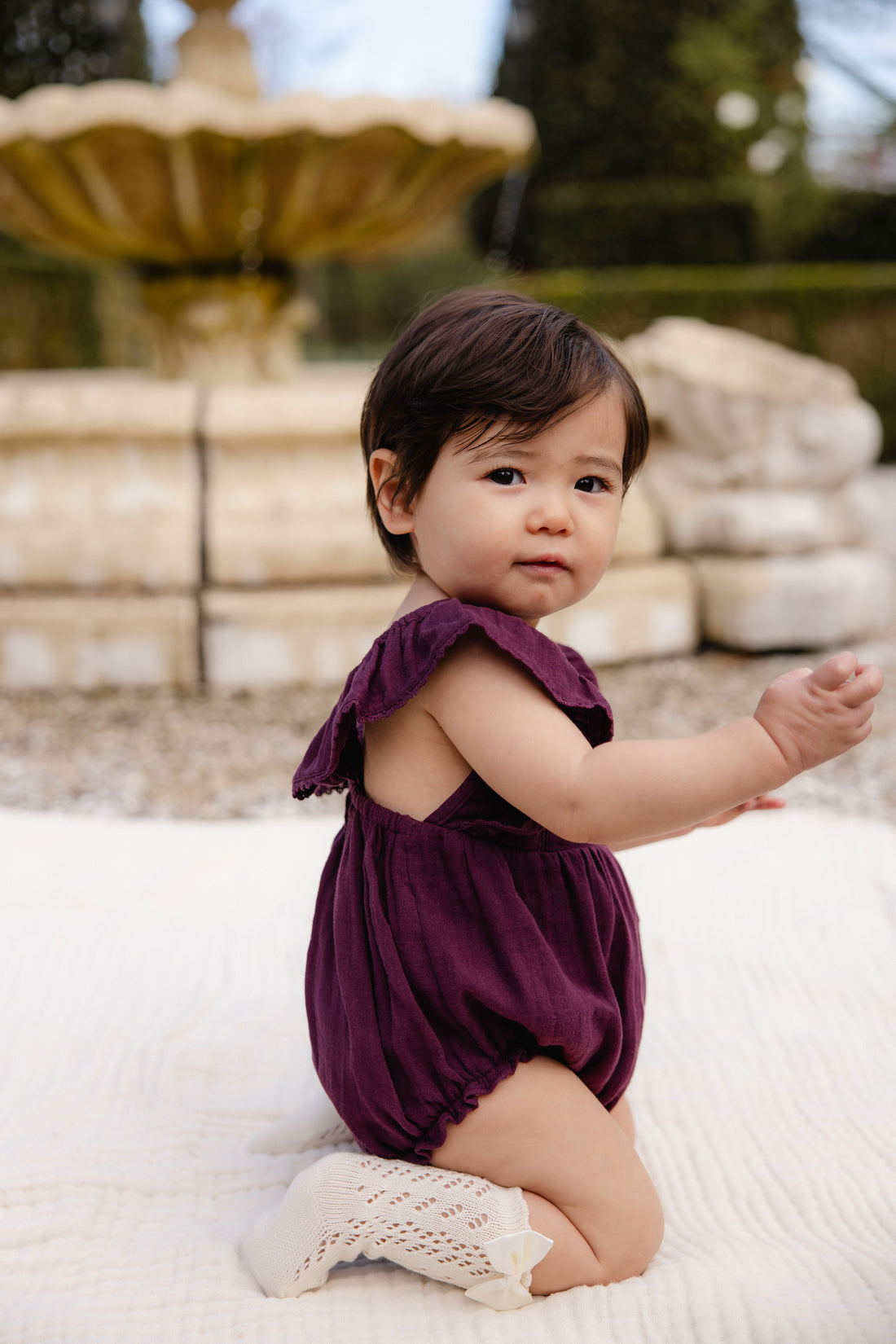Organic Cotton Muslin Beatrice Playsuit - Fig Childrens Playsuit from Jamie Kay NZ