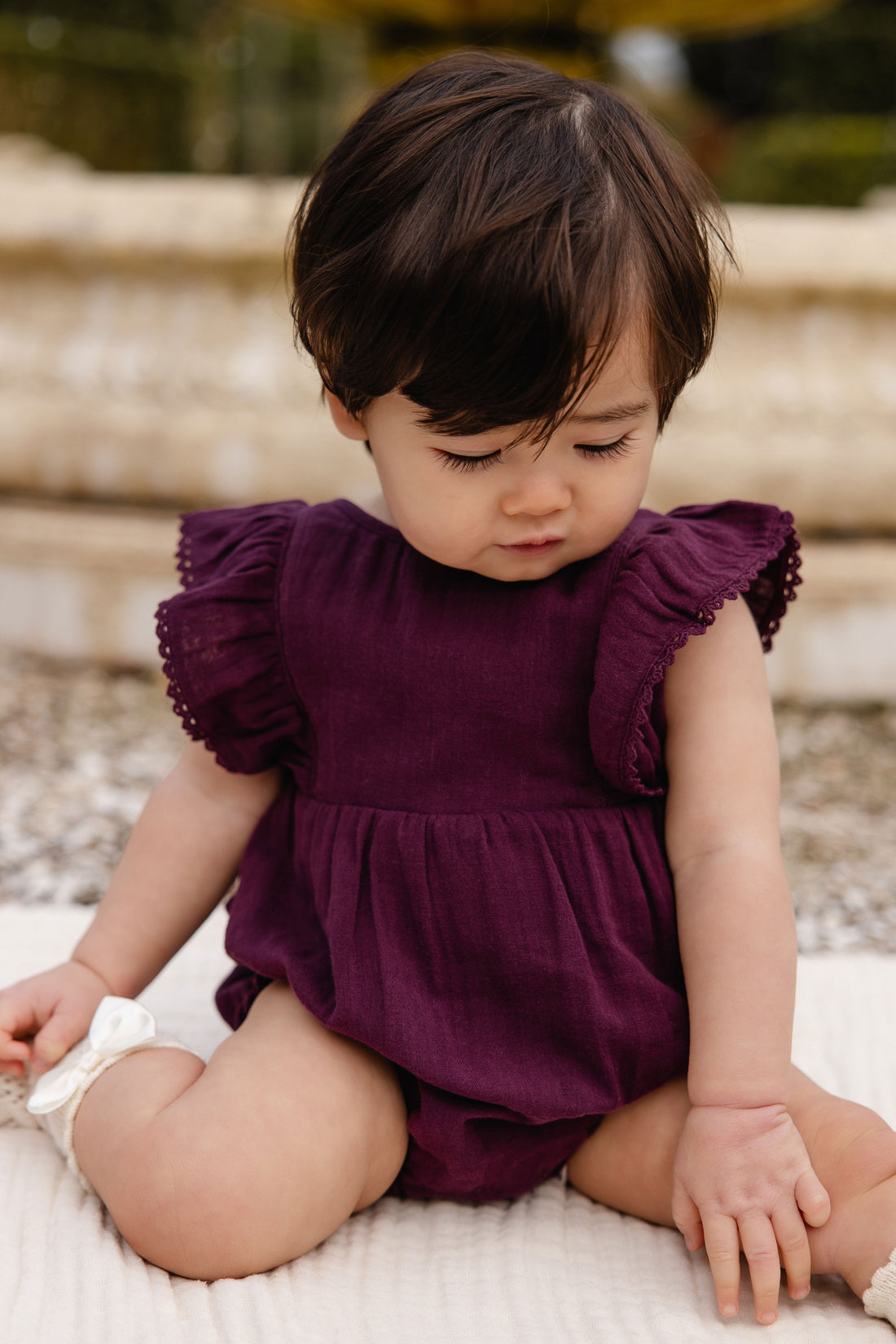 Organic Cotton Muslin Beatrice Playsuit - Fig Childrens Playsuit from Jamie Kay NZ