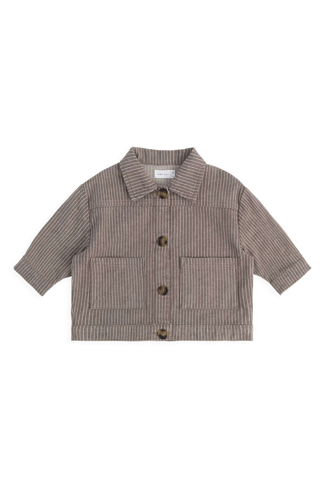 Axel Jacket - Mini Pinstripe Cassava/Iroko Childrens Jacket from Jamie Kay NZ
