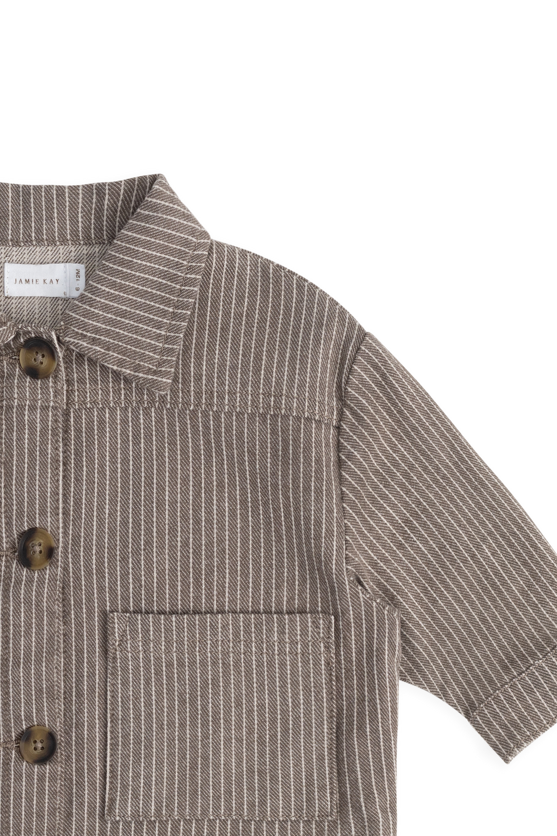 Axel Jacket - Mini Pinstripe Cassava/Iroko Childrens Jacket from Jamie Kay NZ