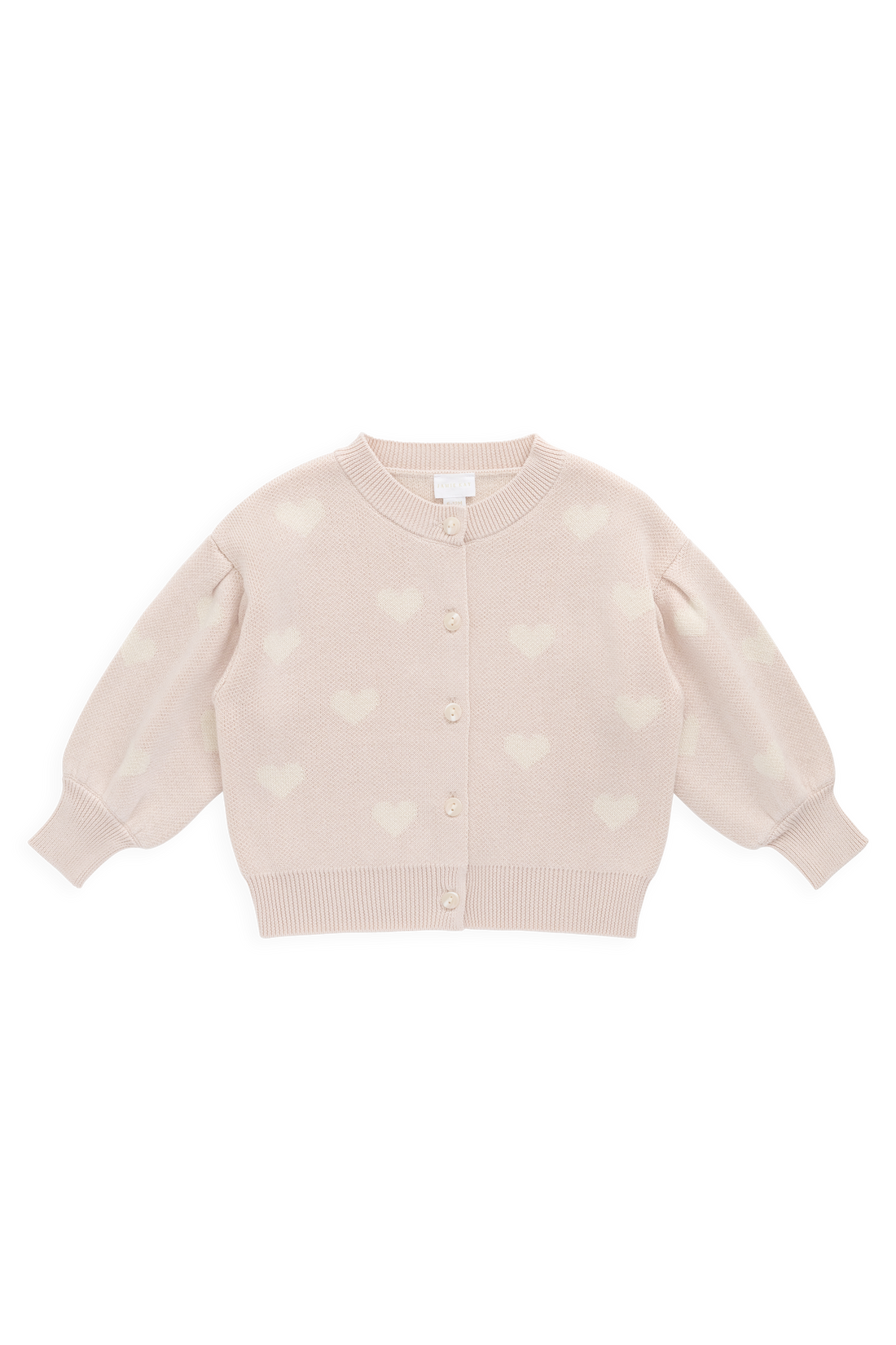 Kayla Cardigan - Kylie Heart Jacquard Morganite Childrens Cardigan from Jamie Kay NZ