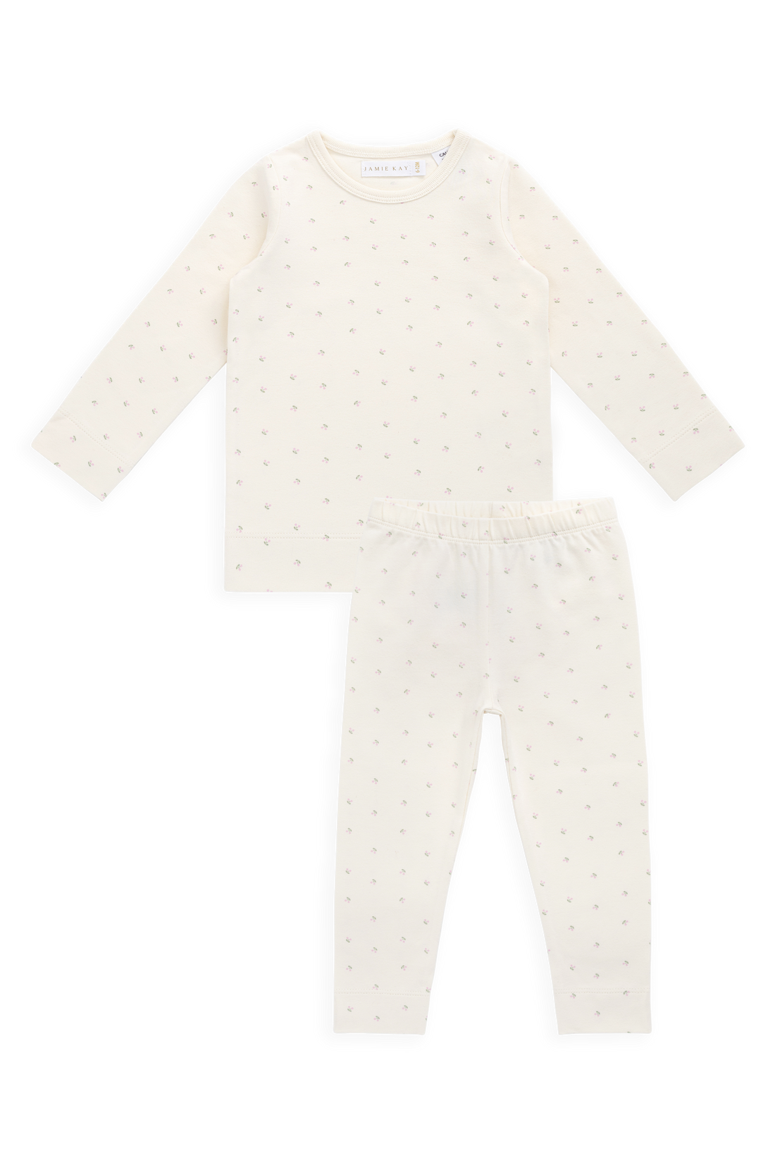 Organic Cotton Baker Long Sleeve Pyjama Set - Ditsy Cherries Childrens Pyjamas from Jamie Kay NZ
