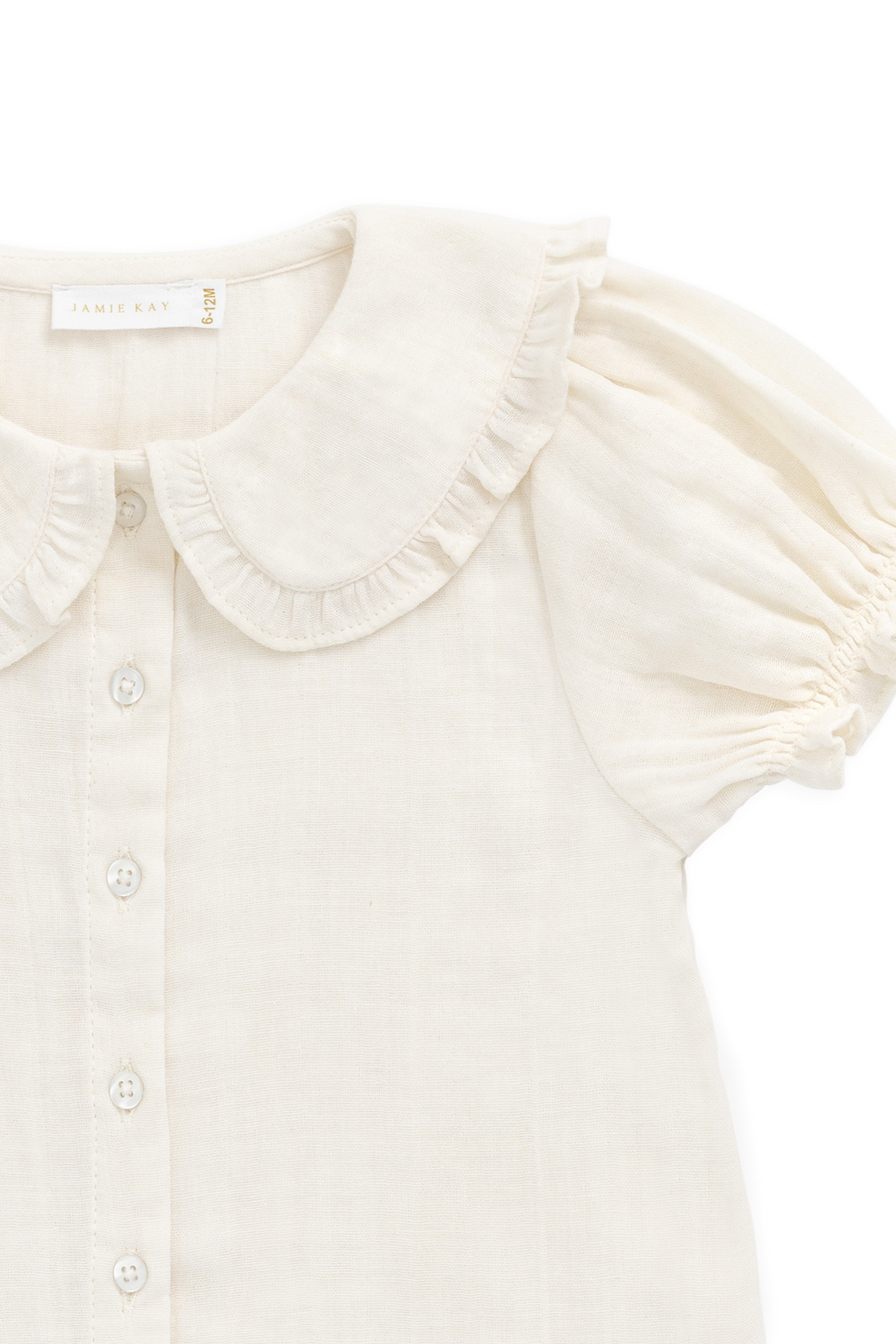 Organic Cotton Muslin Bowie Blouse - Parchment Childrens Top from Jamie Kay NZ