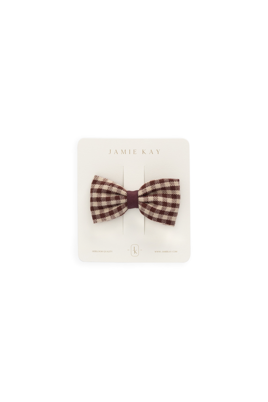Organic Cotton Desiree Bow - Cinnamon Gingham Childrens Bow from Jamie Kay NZ