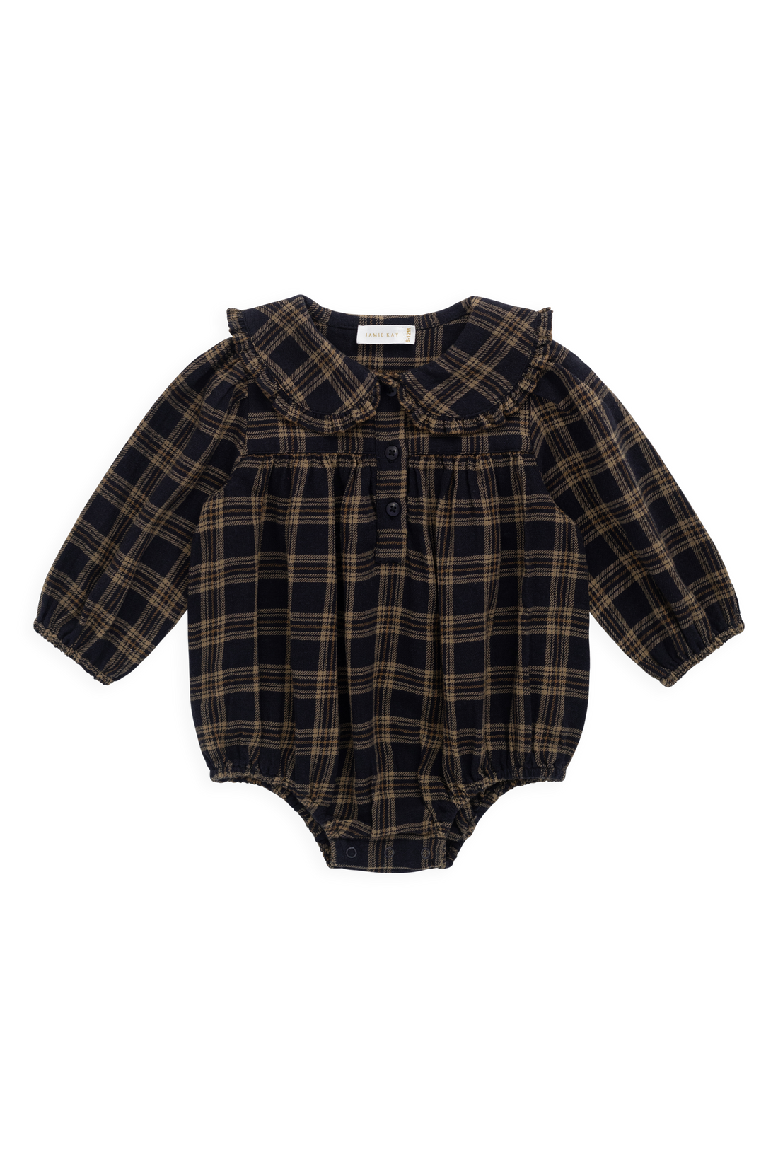Organic Cotton Elowen Playsuit - Woodland Check Childrens Playsuit from Jamie Kay NZ