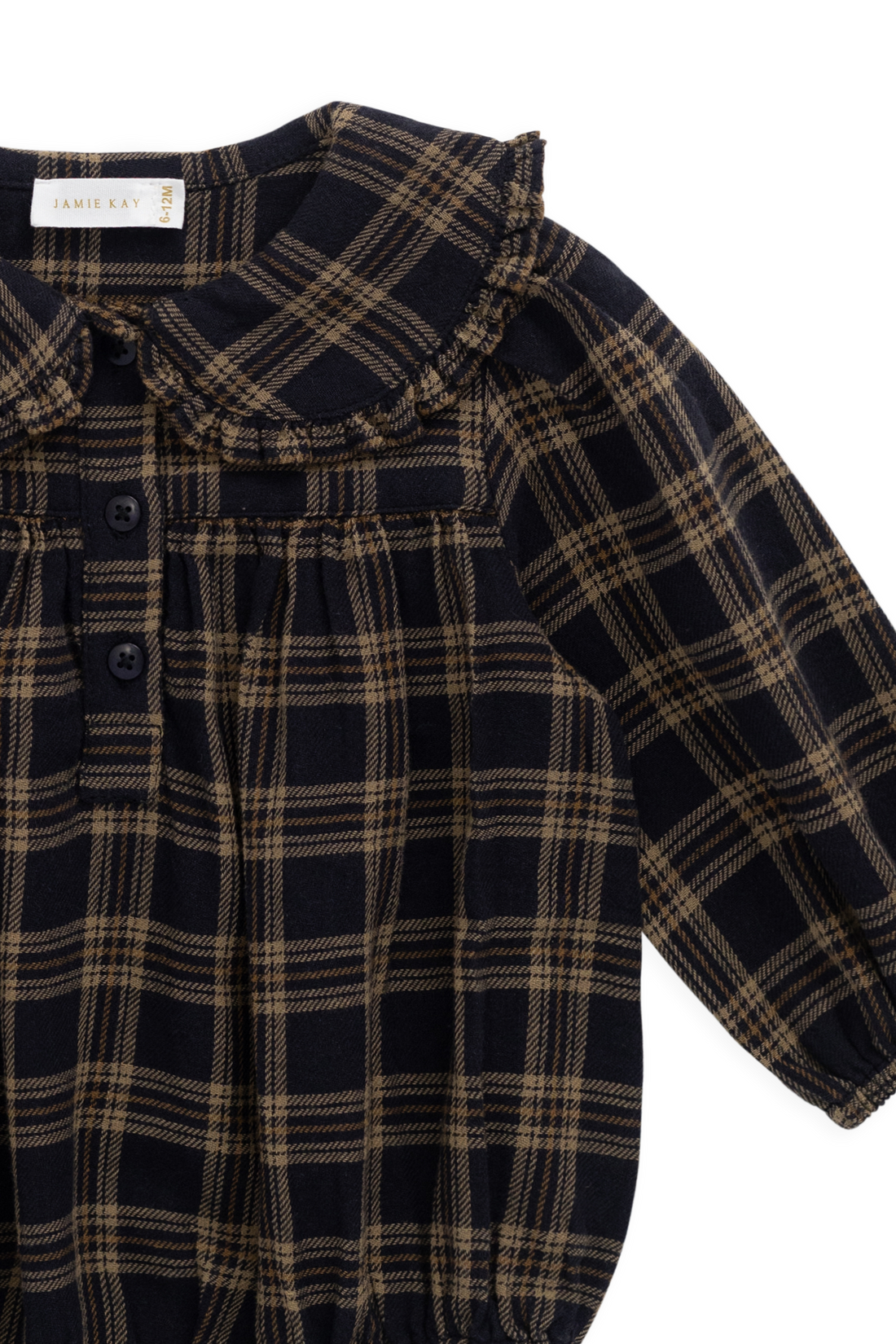Organic Cotton Elowen Playsuit - Woodland Check Childrens Playsuit from Jamie Kay NZ