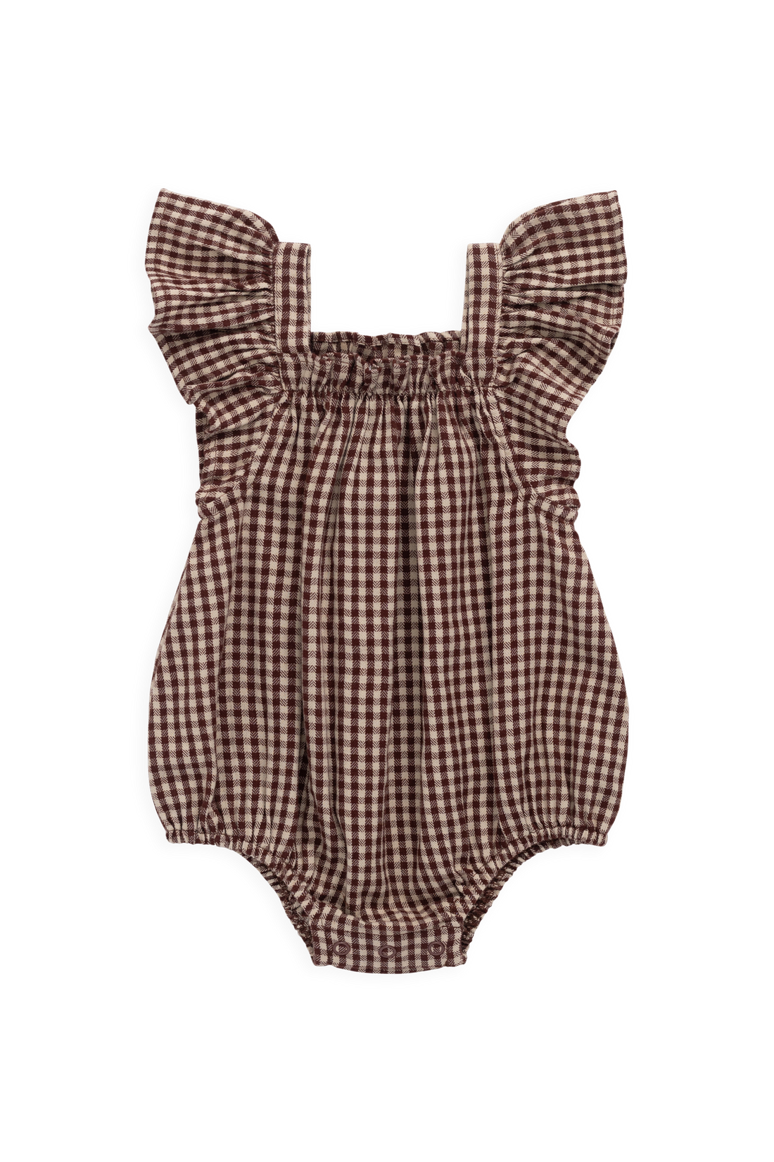 Organic Cotton Harriet Playsuit - Cinnamon Gingham Childrens Playsuit from Jamie Kay NZ