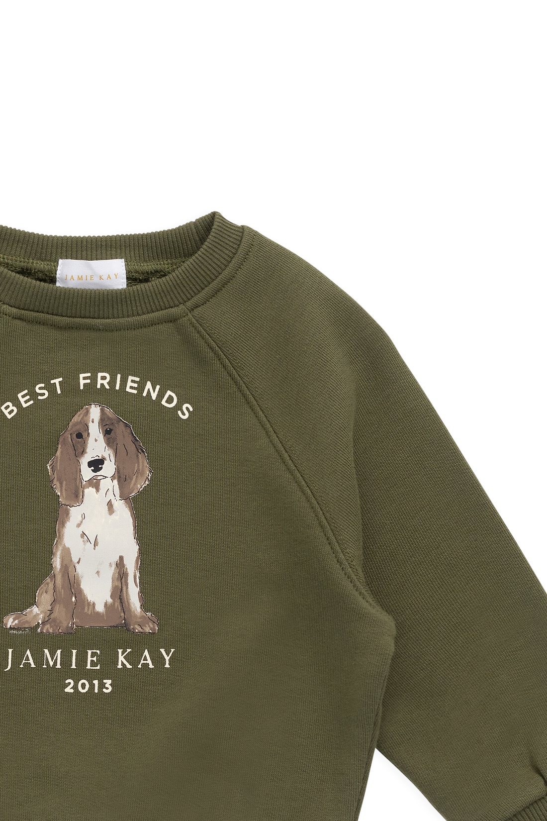 Organic Cotton Hayes Sweatshirt - Sicilian Olive Best Friends Childrens Sweatshirt from Jamie Kay NZ