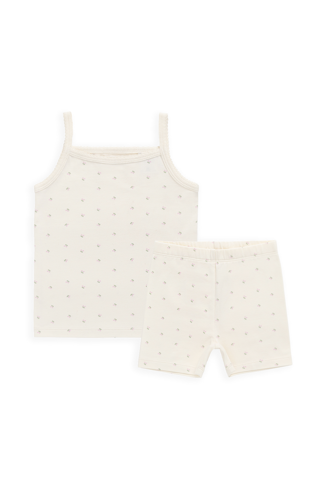 Organic Cotton Jolie Singlet Pyjama Set - Ditsy Cherries Childrens Pyjamas from Jamie Kay NZ