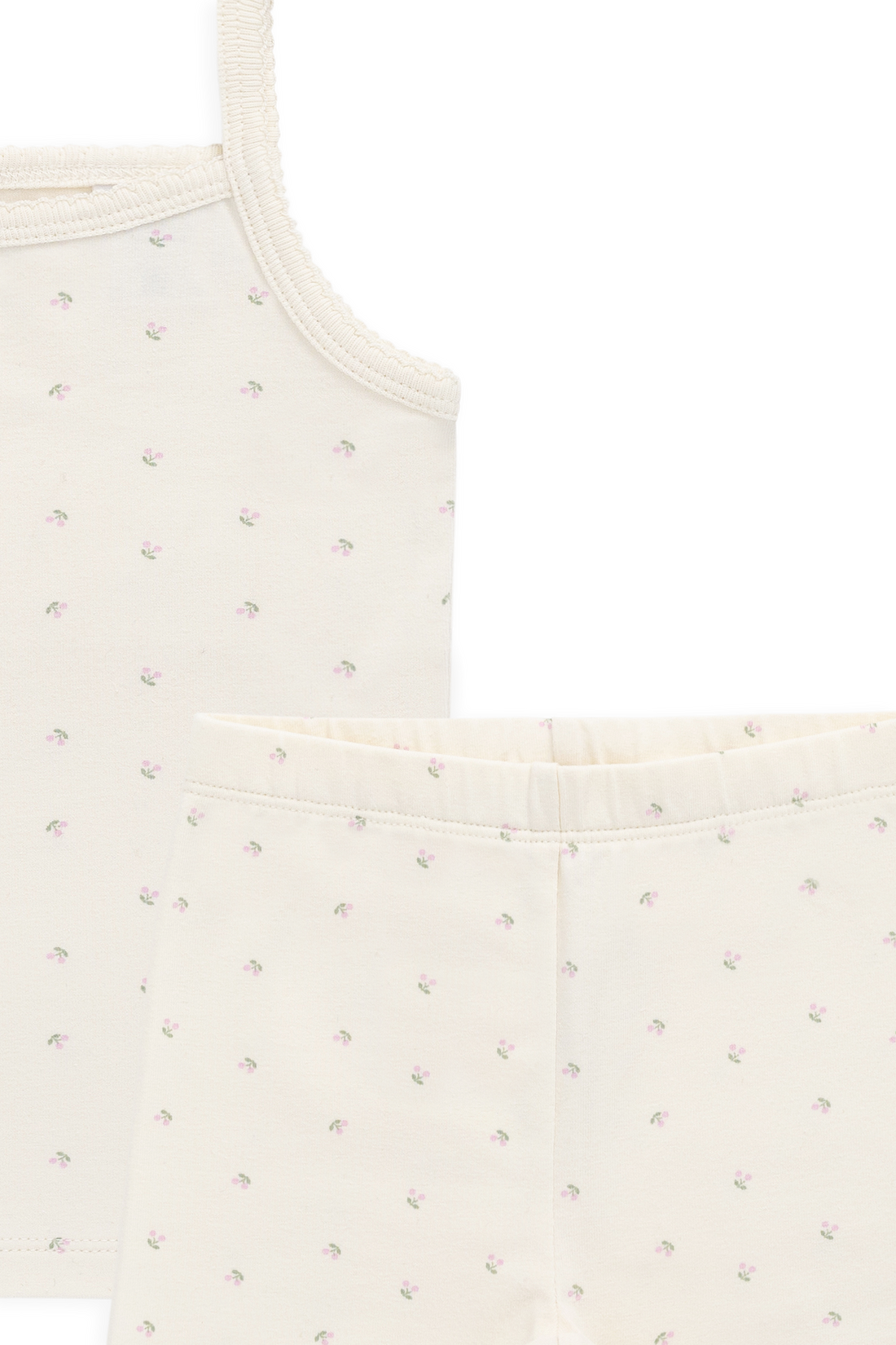 Organic Cotton Jolie Singlet Pyjama Set - Ditsy Cherries Childrens Pyjamas from Jamie Kay NZ