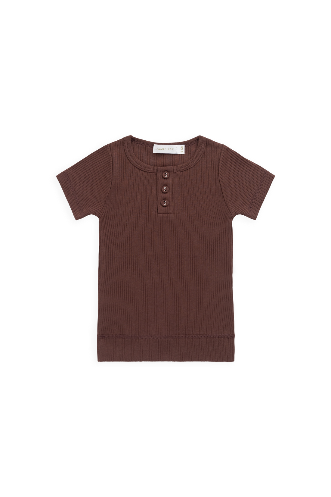 Organic Cotton Modal Henley Tee - Burnt Cinnamon Childrens Top from Jamie Kay NZ