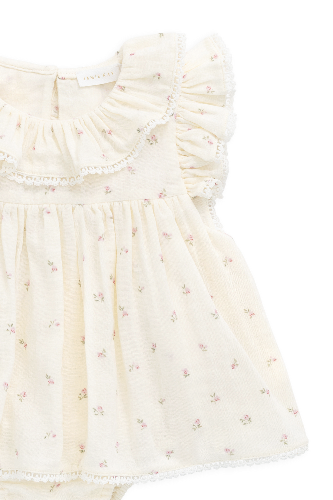 Organic Cotton Muslin Frannie Playsuit - Willow Rose Childrens Playsuit from Jamie Kay NZ