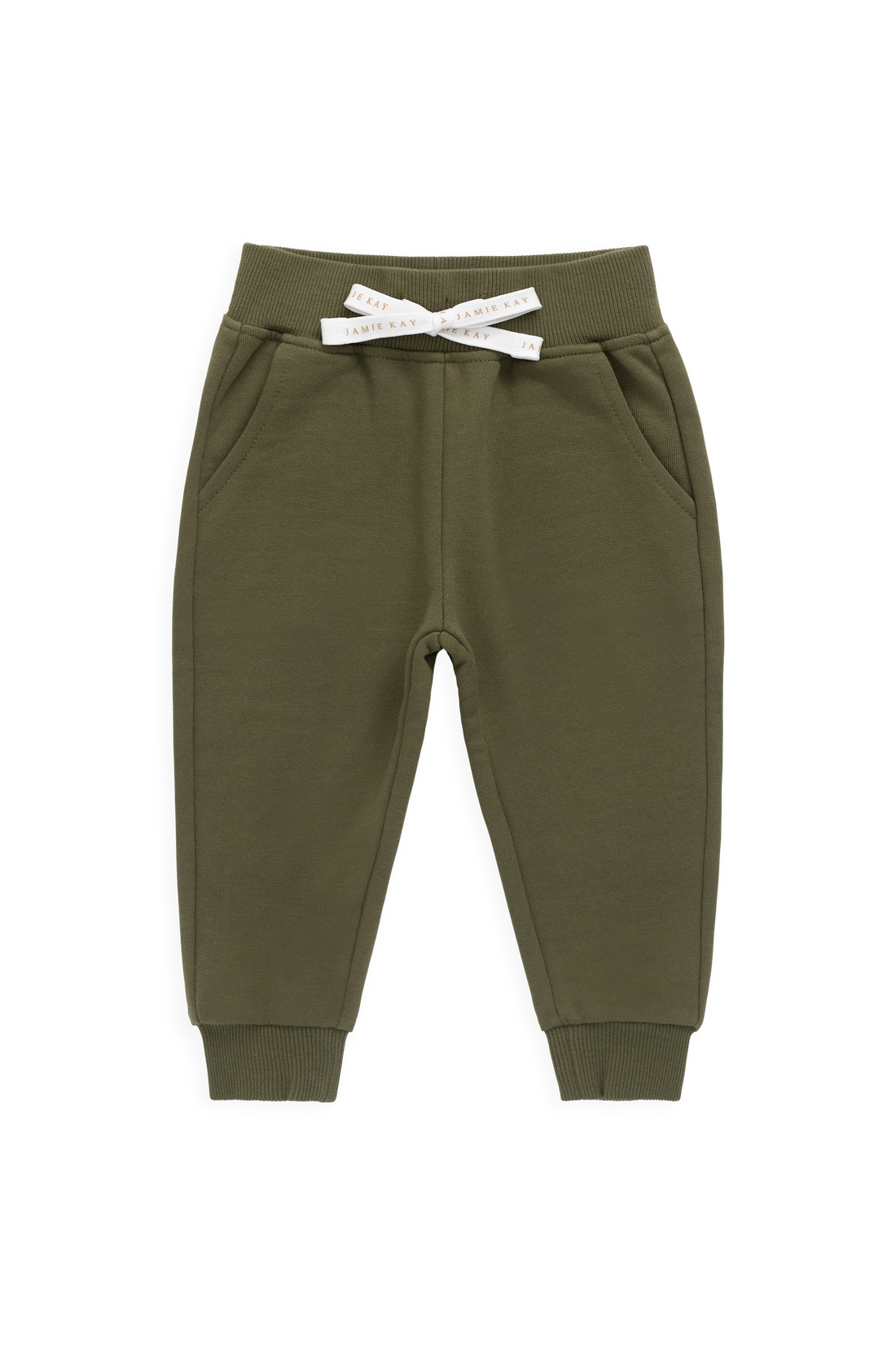 Organic Cotton Nash Track Pant - Sicilian Olive Childrens Pant from Jamie Kay NZ