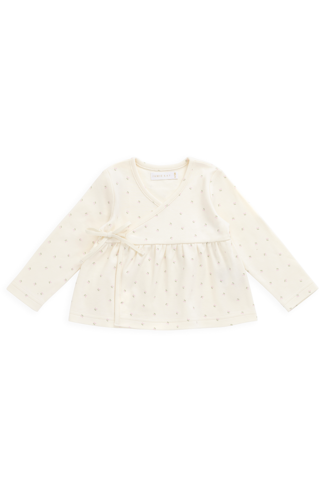 Organic Cotton Petal Wrap Top - Ditsy Cherries Childrens Top from Jamie Kay NZ