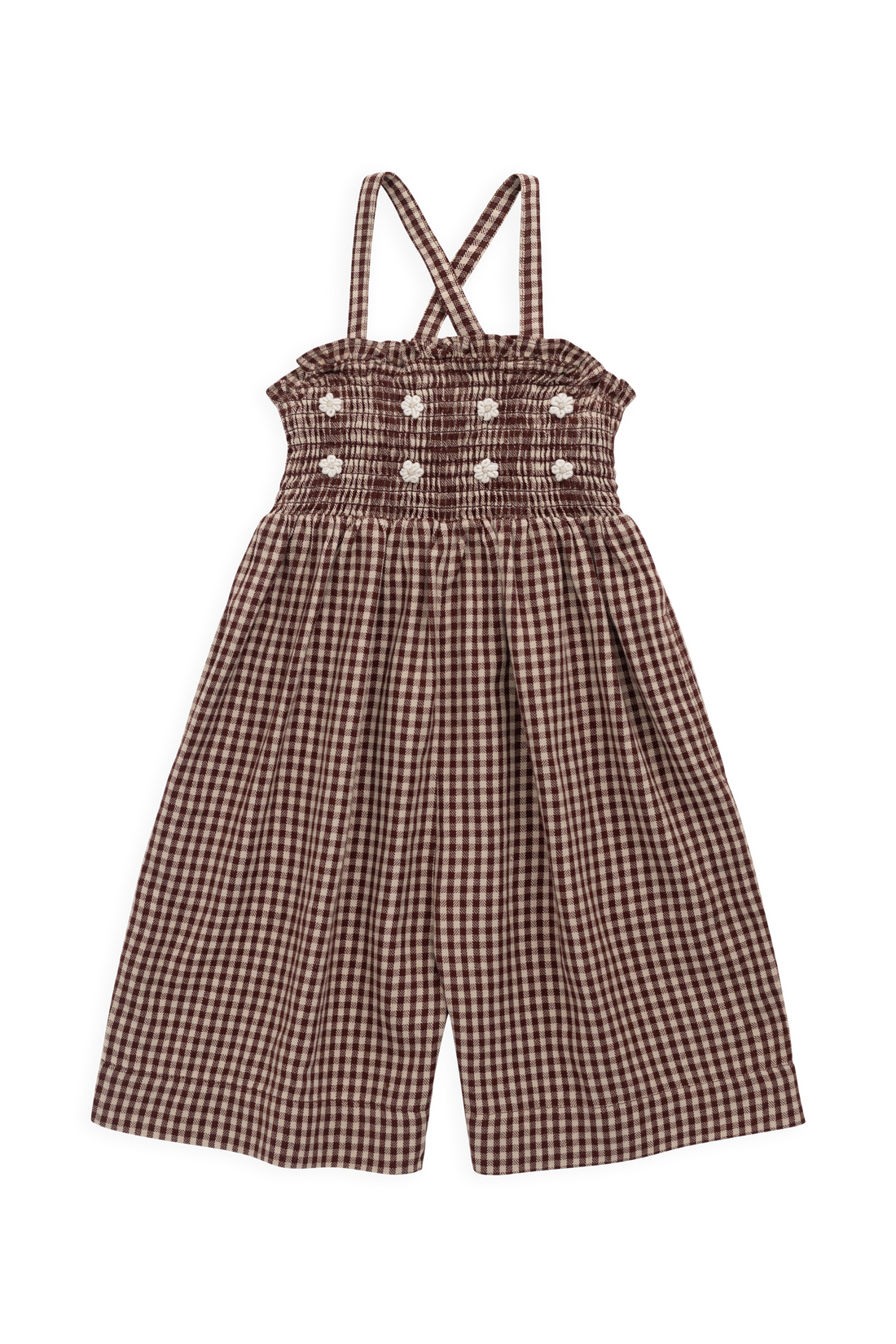Organic Cotton Solenne Jumpsuit - Cinnamon Gingham Childrens Jumpsuit from Jamie Kay NZ