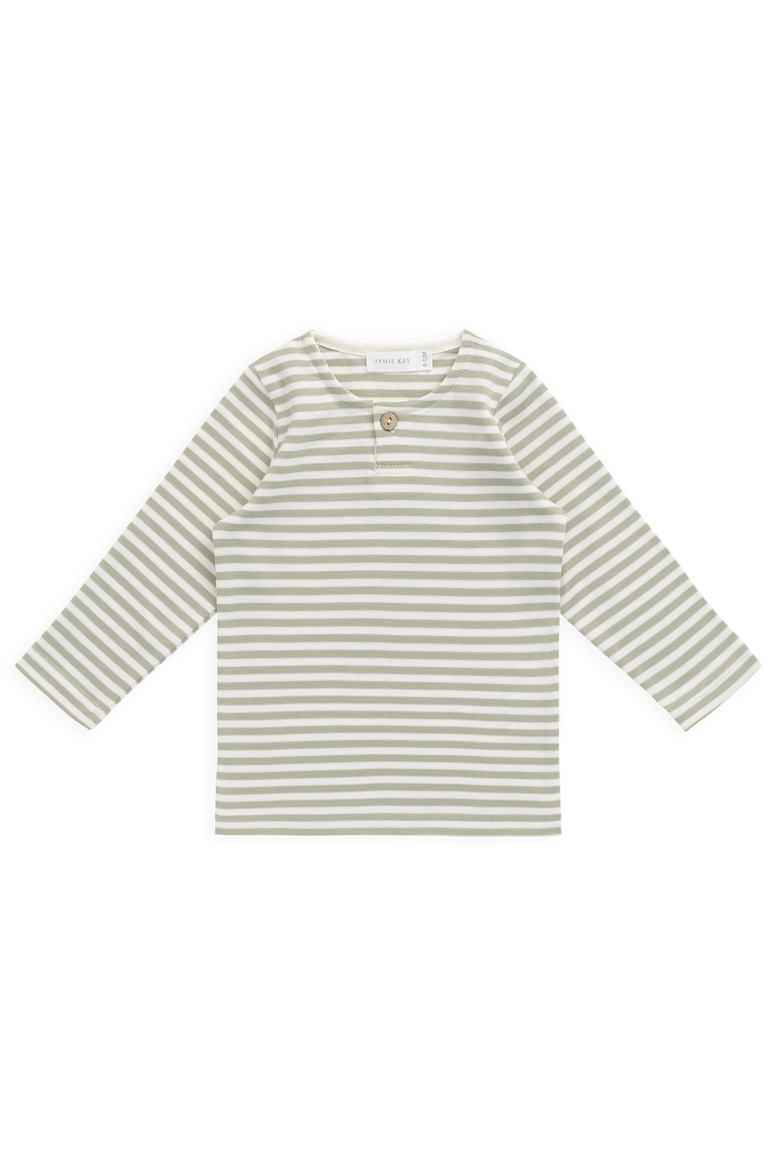 Pima Cotton Shae Top - Narrow Stripe Lichen / Cloud Childrens Top from Jamie Kay NZ